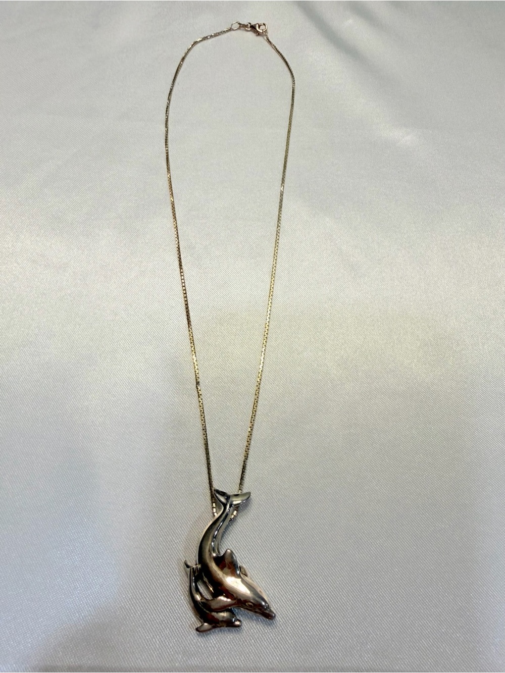 Sterling Silver  Dolphin Pendant Necklace -